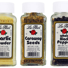 La Flor spice bottles