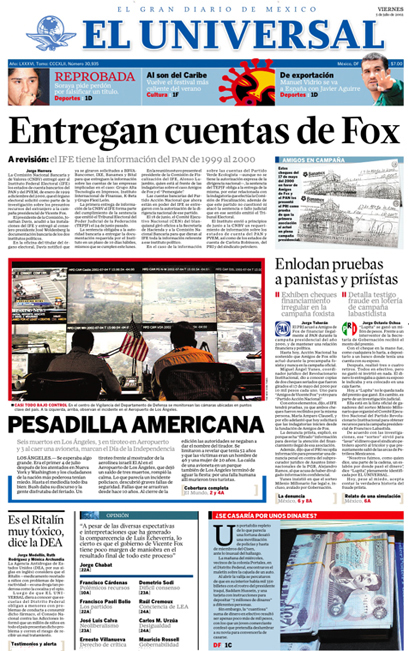 El Universal, 2002 redesign - Fonts In Use