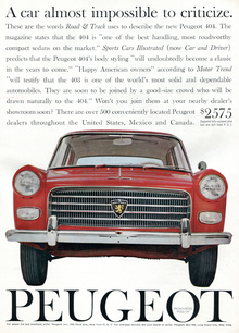 Peugeot of America ads (1958–61)