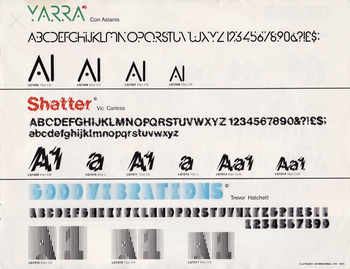 18 New Type Faces – Letraset Letragraphica 5