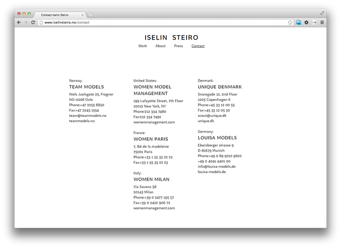 Iselin Steiro website 1