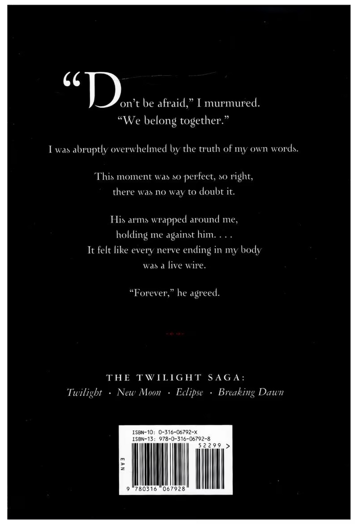 New Moon (2006), back panel of the first-edition jacket