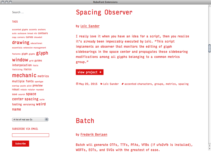 RoboFont Extensions website 2