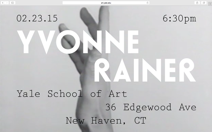 Yvonne Rainer lecture announcement 4