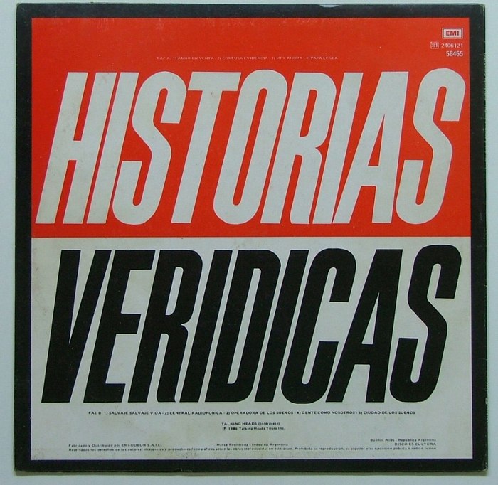 Historias Veridicas, issued in Argentina 1986, has all titles in spanish.