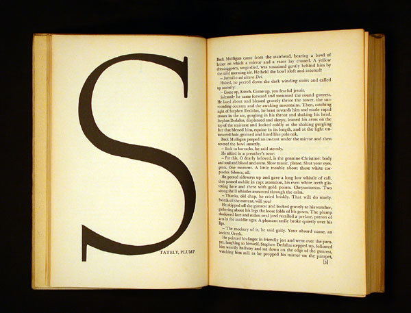 “With reference back to the title spread, each section begins with an opening spread that jolts the reader with a large initial and the first words of the text in all caps. As with the title, Reichl used an enlarged Weiss initial, redrawn in a slightly condensed manner. The basic text face is Baskerville.” — Martha Scotford