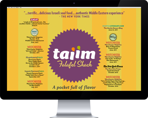 Taiim Falafel Shack logo and website 2