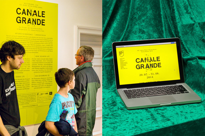 Signange at Schiffshebewerk Henrichenburg. Canale Grande exhibition design by Tilda Studio, Foto: Roland Baege