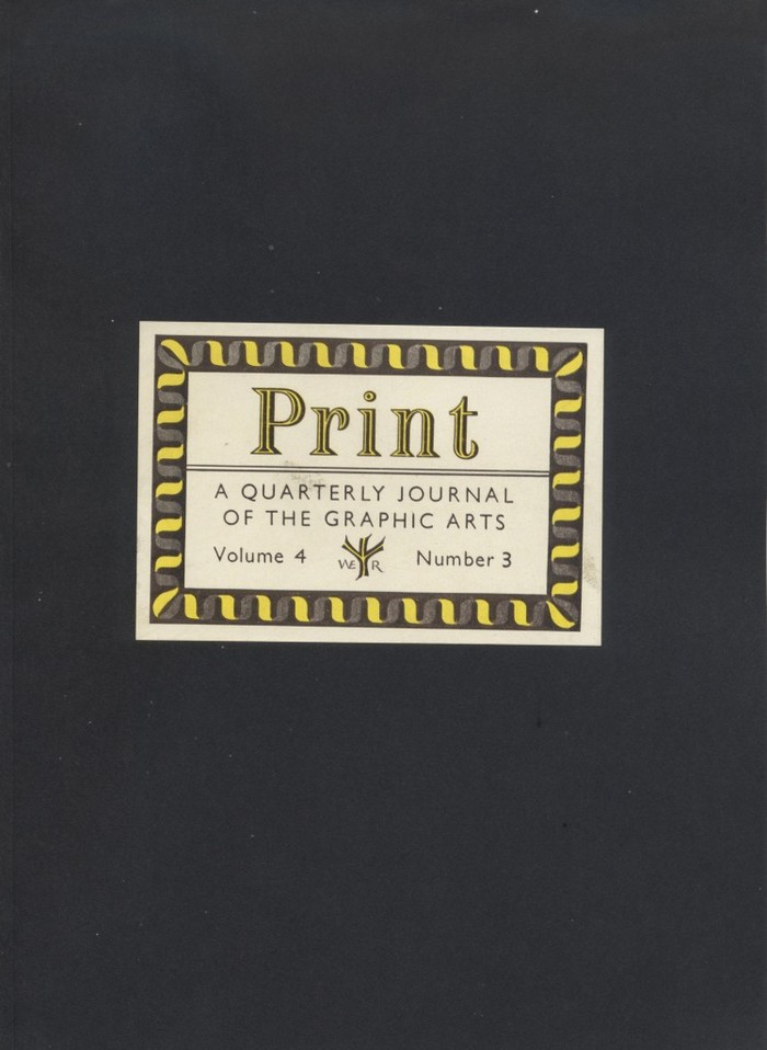 Print IV:3 (1946), featuring a chromatic rendering of Chisel paired with Gill Sans. Label by William G. Meek.