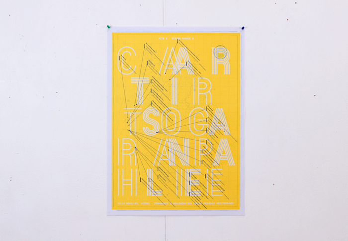 Cartographie artisanale — Villa Noailles. These posters were distributed during conversations on craft trades in the Var. Printed with two spot colors.