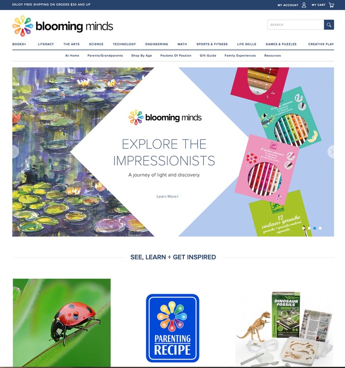 Blooming Minds homepage. Proxima Nova used throughout.
