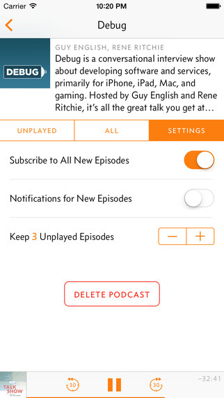 Overcast podcast app 5