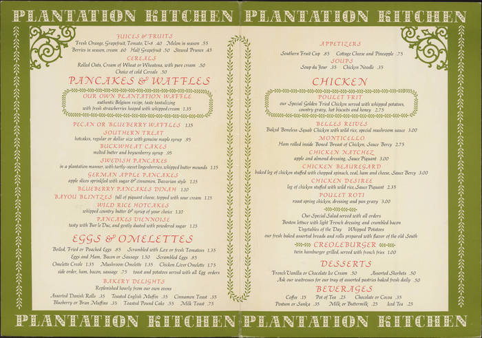 Menu for Plantation Kitchen at Stardust Hotel 2