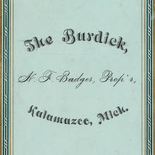 The Burdick menu, November 27, 1881
