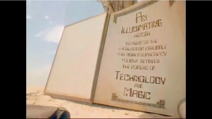 Stills from the opening scene, with Moore Computer in caps and small caps, ironically rendered by hand.