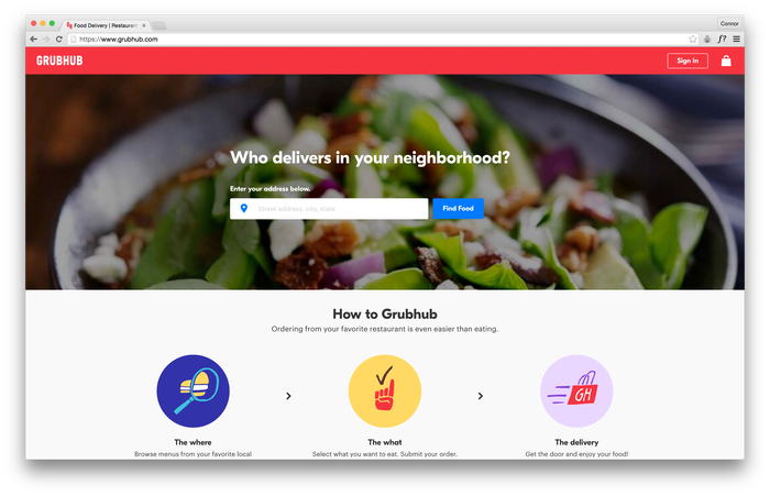 Grubhub website 1