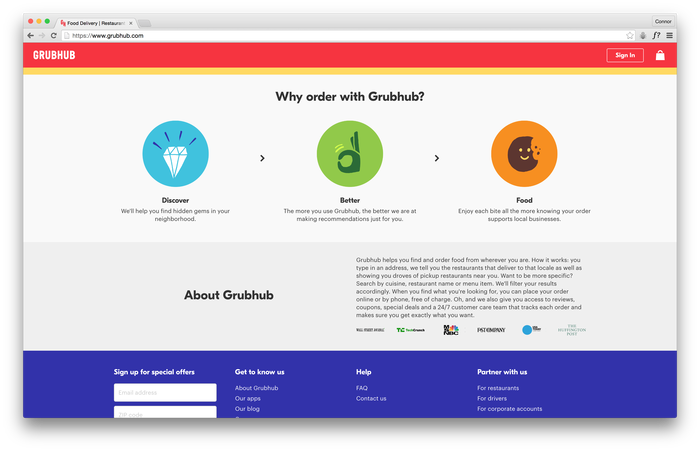 Grubhub website 2