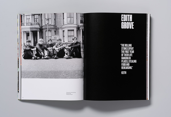 Opening spread of a section about Edith Grove, the band’s first flat in Chelsea. The apartment is recreated in the exhibition.