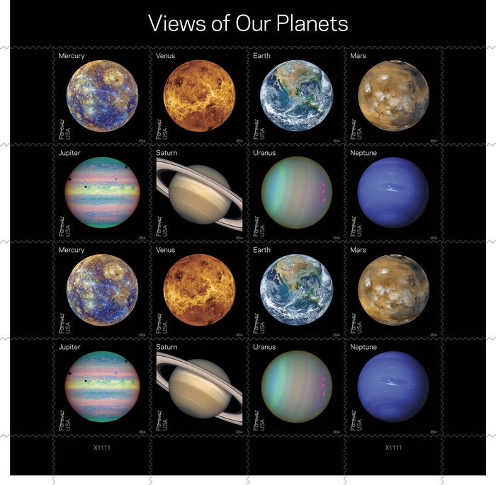Views of Our Planets and Pluto—Explored! US postage stamps 1