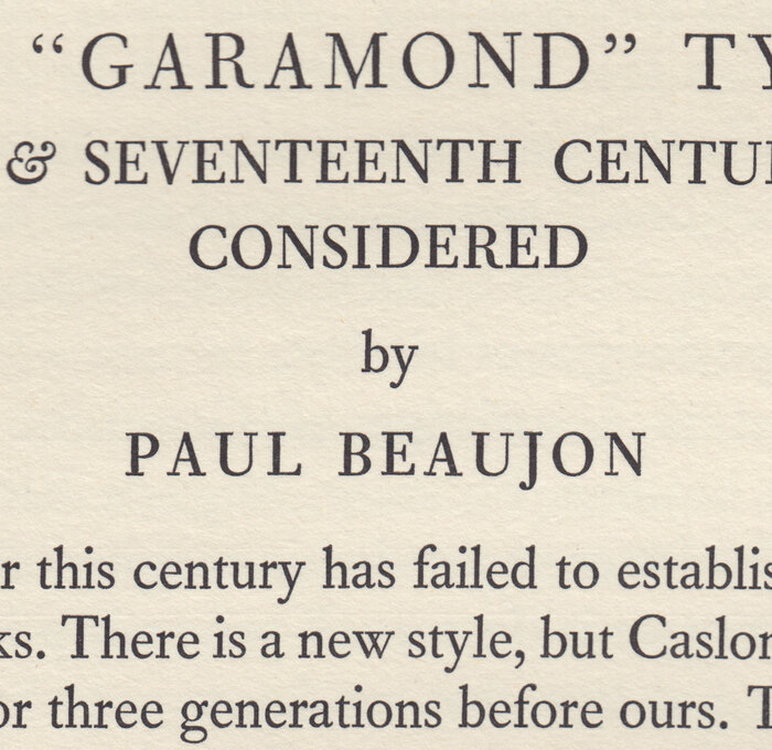 A closer look at that first page. Note that lovely four-terminal ‘w’. “GARAMOND” is set in Fournier, as Barbou was only cut in sizes up to 12pt.