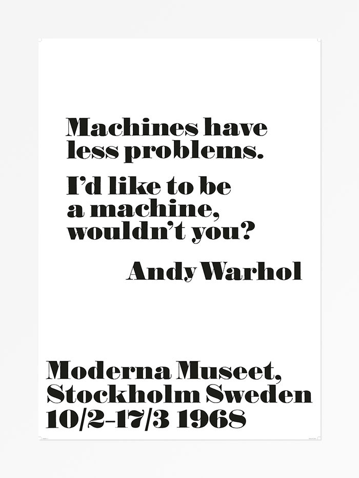 Andy Warhol at the Moderna Museet posters, 1968 - Fonts In Use