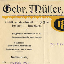 Gebr. Müller Luckenwalde invoice, 1927