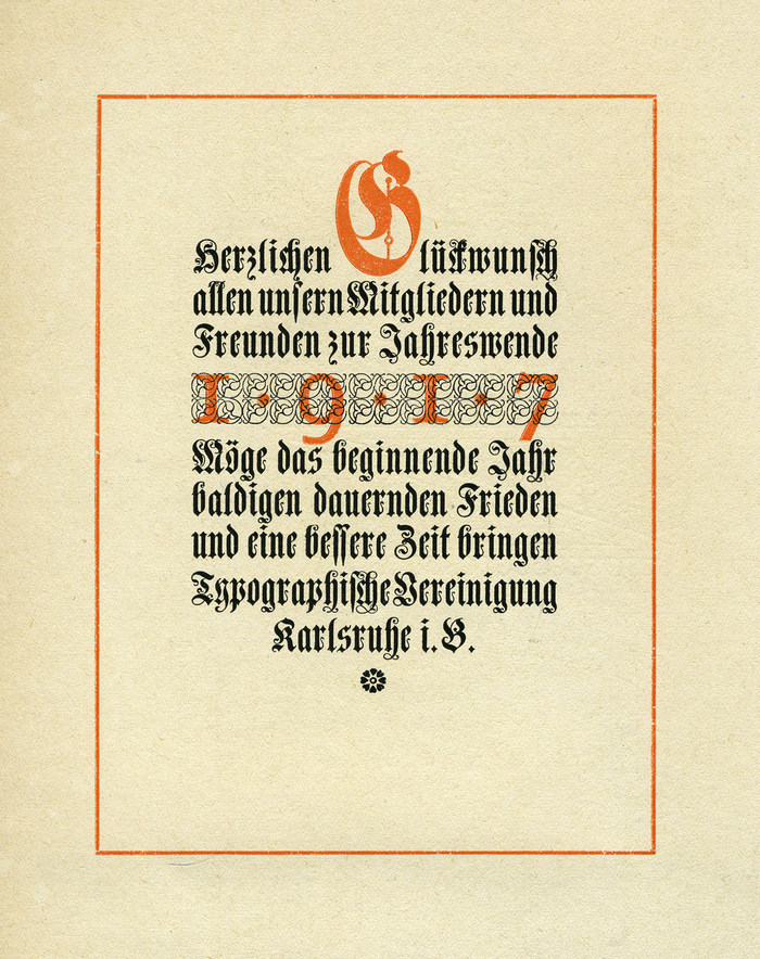 Typographische Vereinigung Karlsruhe, New Year wishes 1917