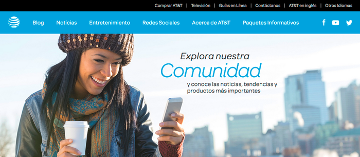 Header of the Spanish-language website