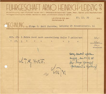 Fuhrgeschäft Arno Heinrich invoice, 1939