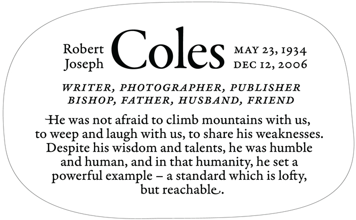 Original art, set in Illustrator. Uses Adobe Garamond Premier Caption (for small text) and Display (for “Coles”).