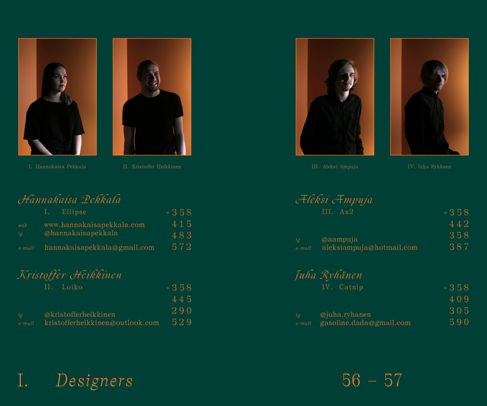 Catalog spread — designer index