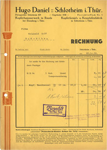 Hugo Daniel invoice, 1935