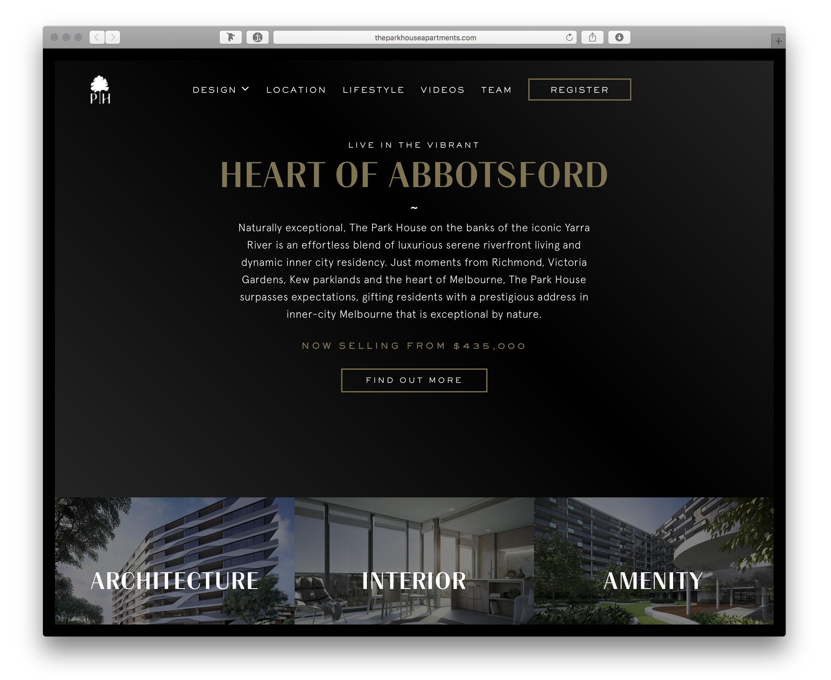 The Park House Apartments Promotional Website Fonts In Use