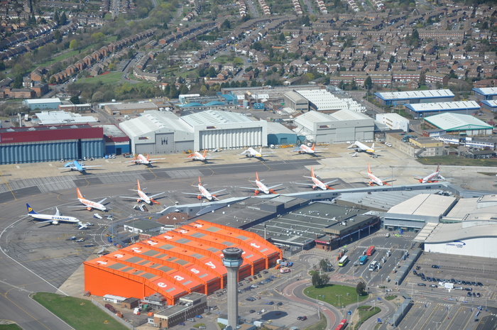 Contender for largest application of Cooper Black: Hangar 89 at Luton airport, easyJet’s corporate office.