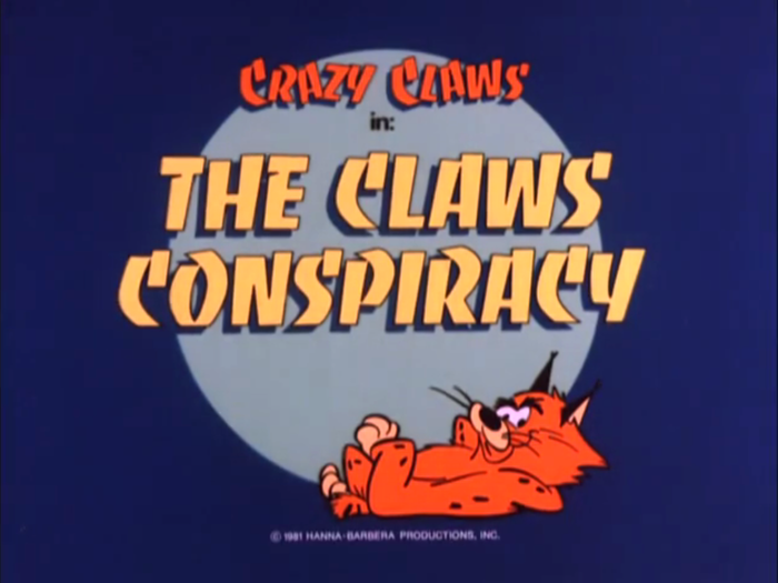 The Crazy Claws title card is set in outlined and shadowed Banco.