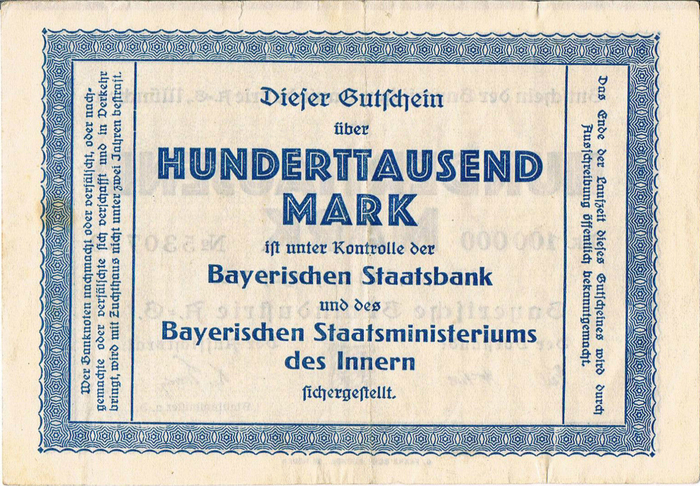 Bayerische Bauindustrie A.-G. Notgeld coupons 2