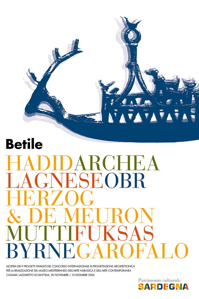Leaflet for the presentation of the 9 finalists projects of the international architectural design competition for the establishment of the Mediterranean Museum Of Nuragical Art and Contemporary Art Cagliari, 2006. The names of the participants are set in caps from Bauer Bodoni, again echoing the four colors of the logo.

 

Bodoni here is paired with Futura, which is arguably a better counterpart than Frutiger. The long lines in all caps would have benefitted from some tracking, though.