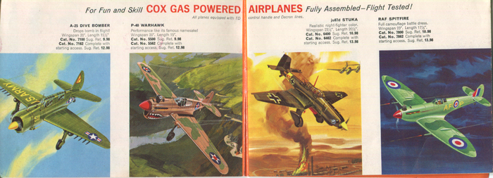 A-25 Dive Bomber, P-40 Warhawk, ju87d Stuka, RAF Spitfire …
The red caps appear to be News Gothic, paired with Venus Italic. Some smaller texts are set in Monotype’s Grotesque (Light 126 or Regular 215). Its italics are distinguished by a descending ‘f’.