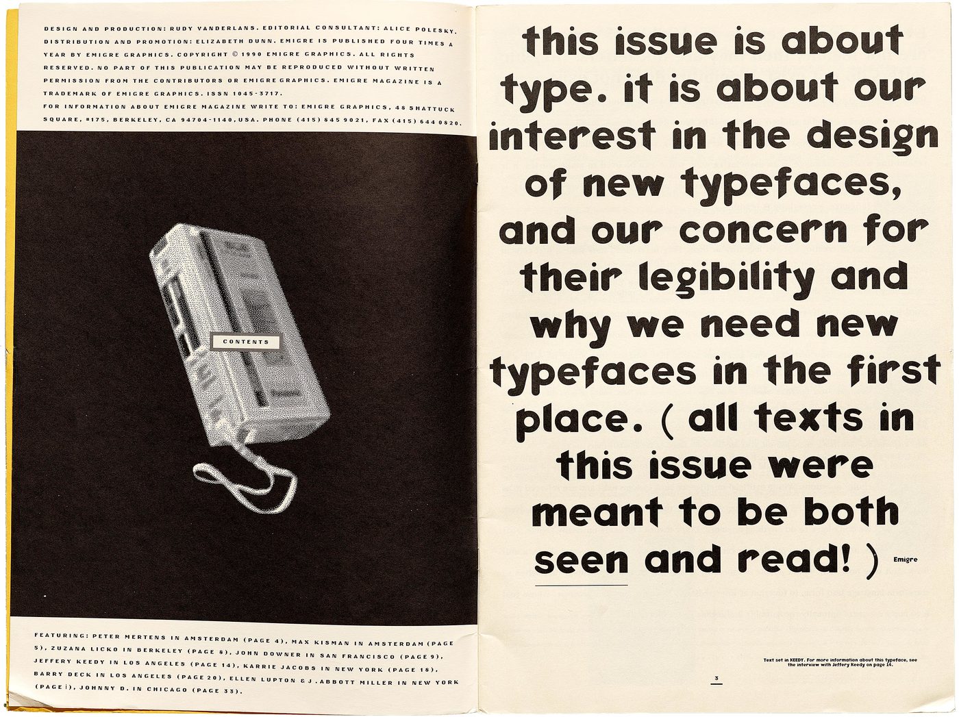 Emigre #15: Do You Read Me? (opening spread) - Fonts In Use