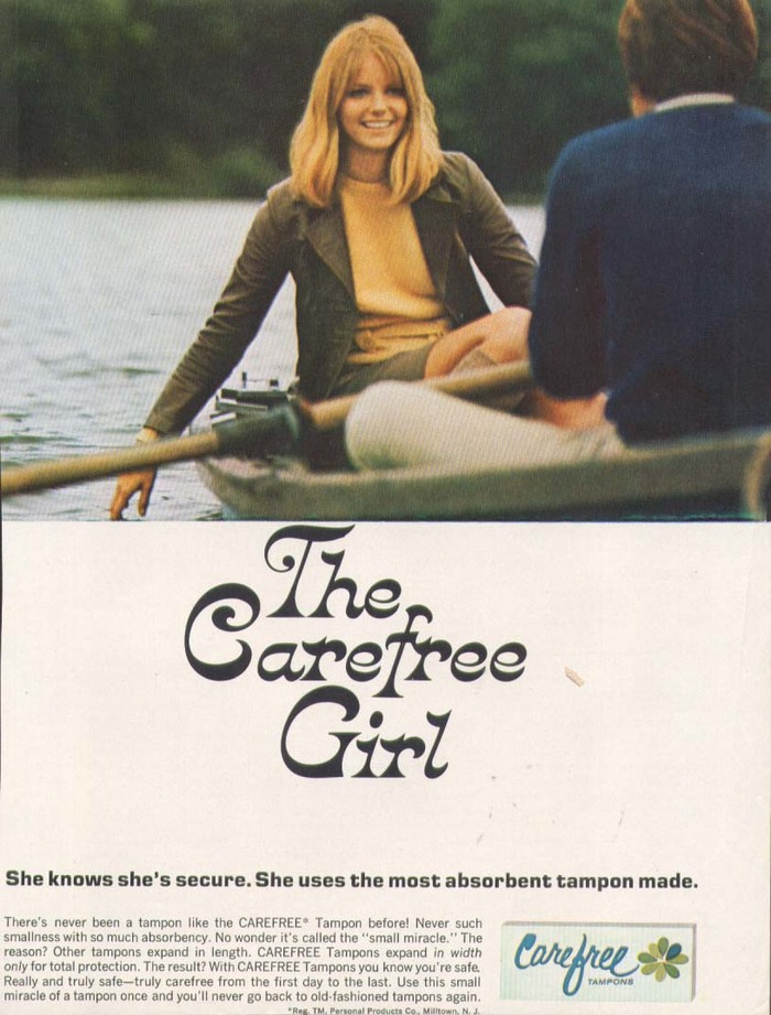 Rowing boat ad in Hairdo 11/1968, starring the young Cheryl Tiegs.