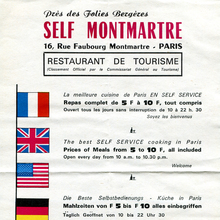 Self Montmartre restaurant leaflet