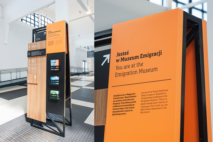 Wayfinding elements in Emigration Museum, Gdynia 1