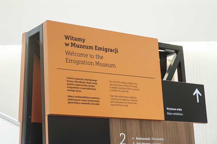 Wayfinding elements in Emigration Museum, Gdynia 2