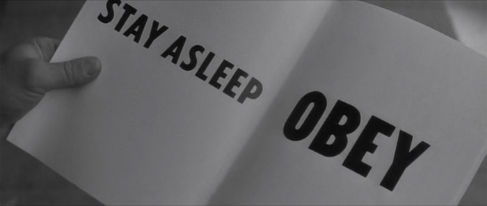 STAY ASLEEP is set in Tempo. OBEY is unidentified. Fonts In Use reader Robie notes that  by Jeff Levine is a match. This font wasn’t released before 2009, though.