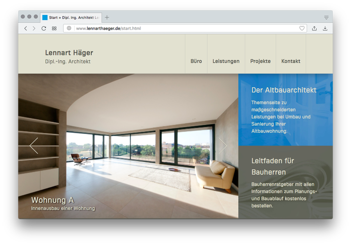 An older website by partner Lennart Häger already used a beta version of FF Sizmo. The website of the joint studio is in preparation.