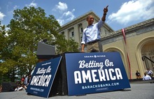 Obama 2012 campaign posters and merchandise