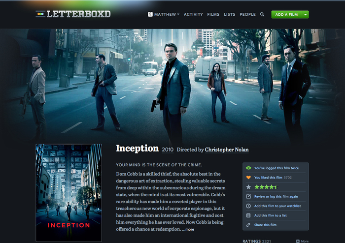 Letterboxd website (2011–2013) 2