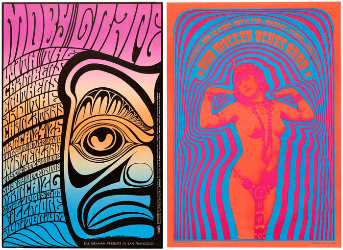 Fillmore posters by Wes Wilson and Victor Moscoso, 1967. Their lettering was a clear inspiration for the Pyschedelitypes series.