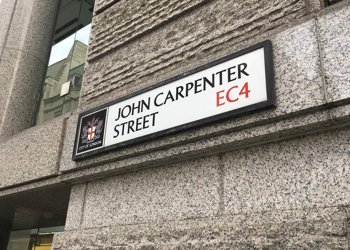Incidentally, the City of London Corporation uses a modified version of Albertus for branding including street signs, and has a John Carpenter Street set in the typeface. This Carpenter was a 14th century figure and has no connection with the director, and the films precede the Albertus branding of the Corporation. It is nevertheless a perfect typographic coincidence.