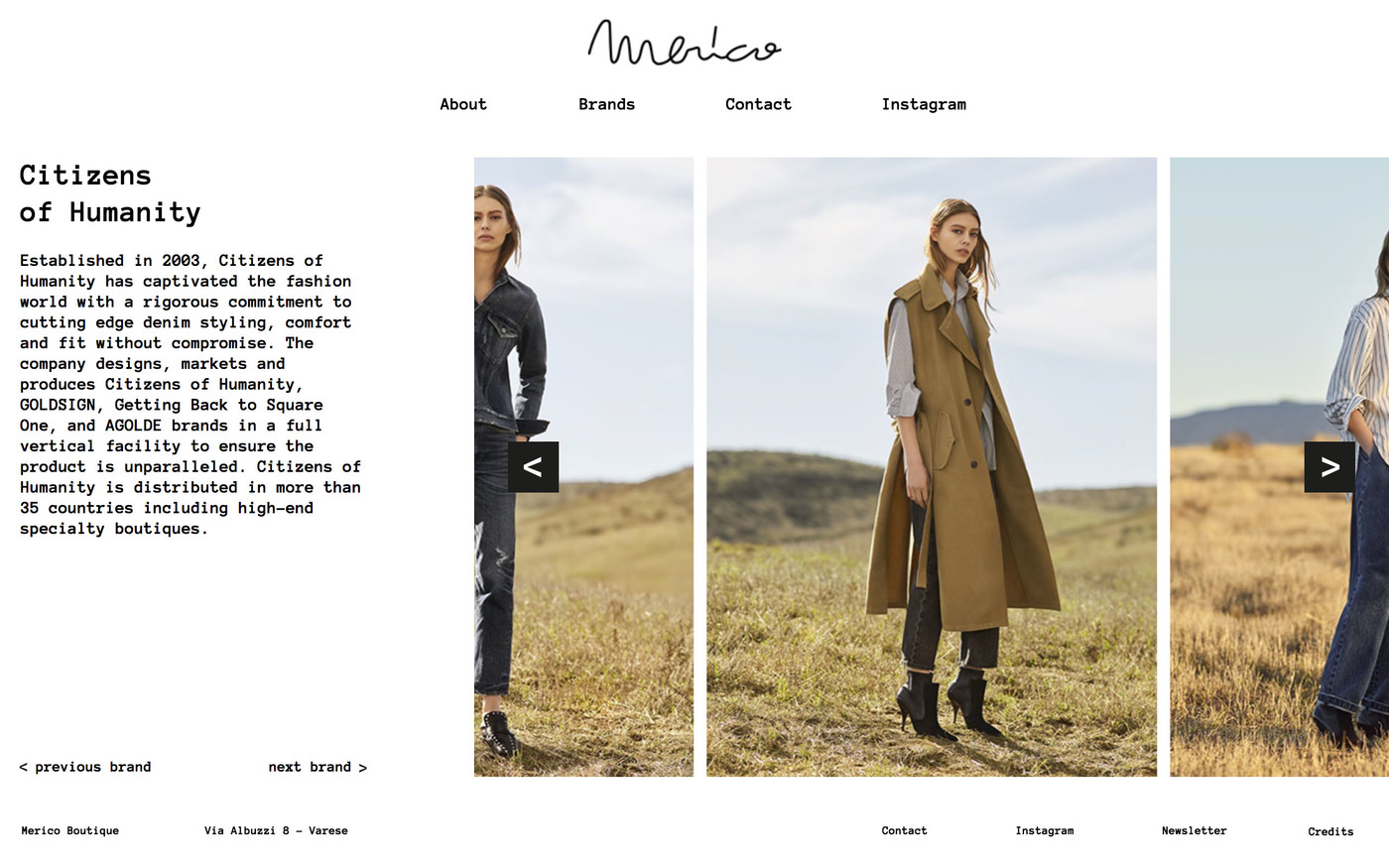 Merico Boutique website - Fonts In Use